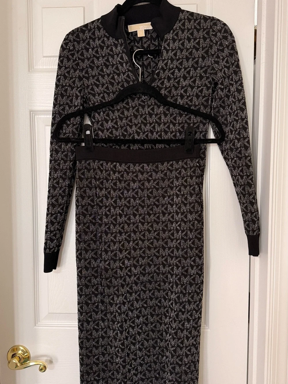 Michael Kors Black & Gray MK Logo Knit Dress Set